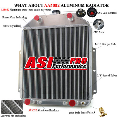 ASI 4 Row Aluminum Radiator Fit 1942-1952 Ford F-Series F1 F2 F3 Pickup