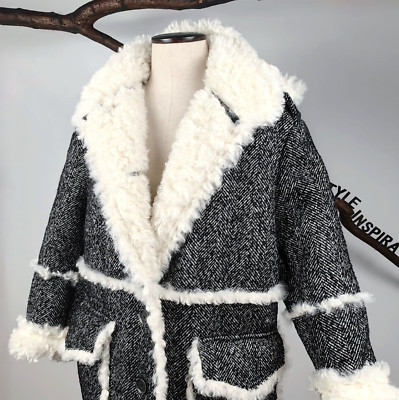 ZARA   LIMITED MANTEL WOLLMANTEL OVERSIZE LAMMFELL SHEARLING OPTIK