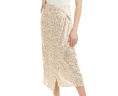 Vince Women's Carnation Asymmetric Cascade Draped Midi Skirt Sz 10 NWT 