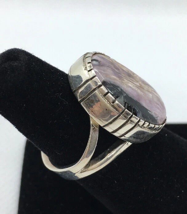 Anillo Hecho a Mano Vintage Único Charoite Púrpura Plata de Ley 925 Talla 5.5 Foto 2 de 4