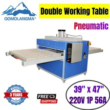 39" x 47" Pneumatic Large Format Heat Press Double Working Table 220V 1P 56A USA