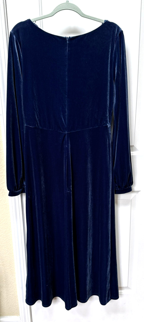 Love, Whit Whitney Port Velvet Midi Dress Blue Balloon Sleeves Sz L Prom Wedding