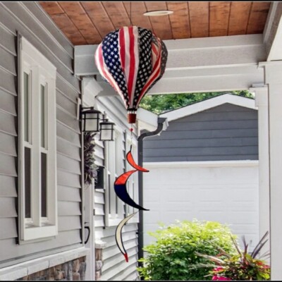 BRIARWOOD LANE PATRIOTIC STARS & STRIPES PREMIUM HOT AIR BALLOON WIND SPINNER