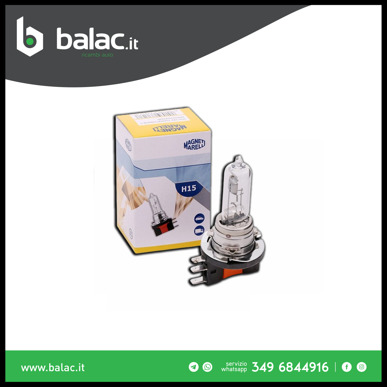 Magneti Marelli 002557200000 Lampada H15 12V.55/15W.