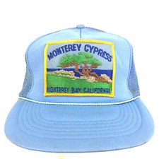 Vtg Monterey Cypress Bay Ca Patch Hat Mesh Foam Snap Back Trucker Baseball Cap