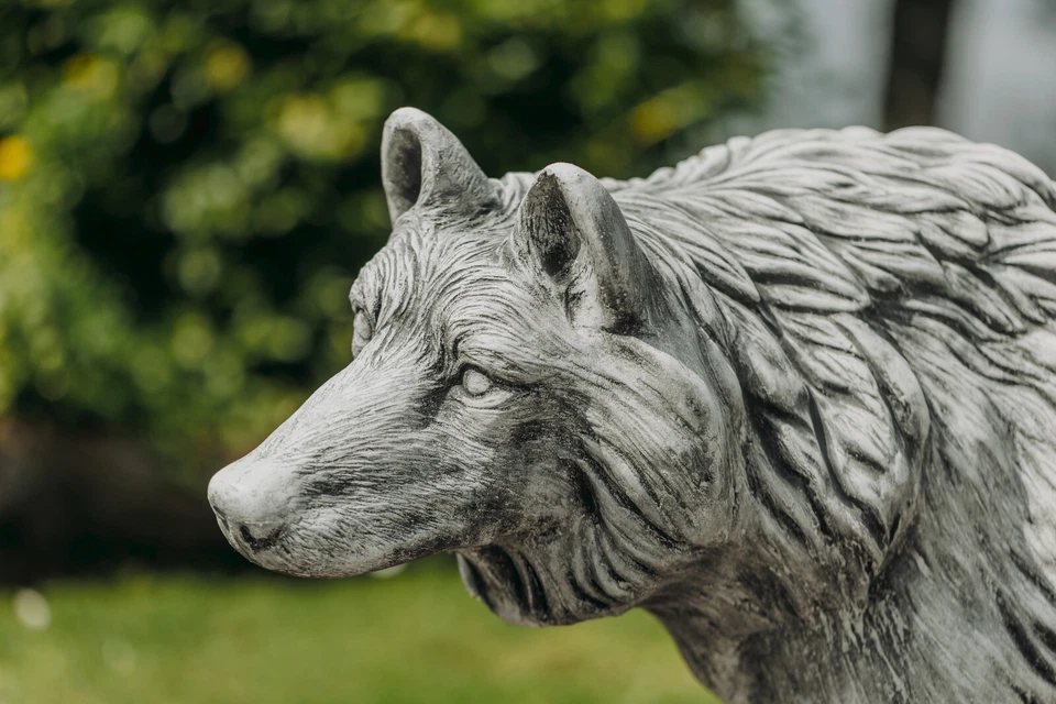 Wolf Wölfe Rudel Steinfigur H.82 cm 95 x 30 cm Grau 125 kg Beton frostsicher - Bild 3 von 4