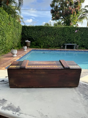 Primitive Hand Wind Tip-Up Ice Fishing Gear Saranac Lake NY & Folk Art Wood Box