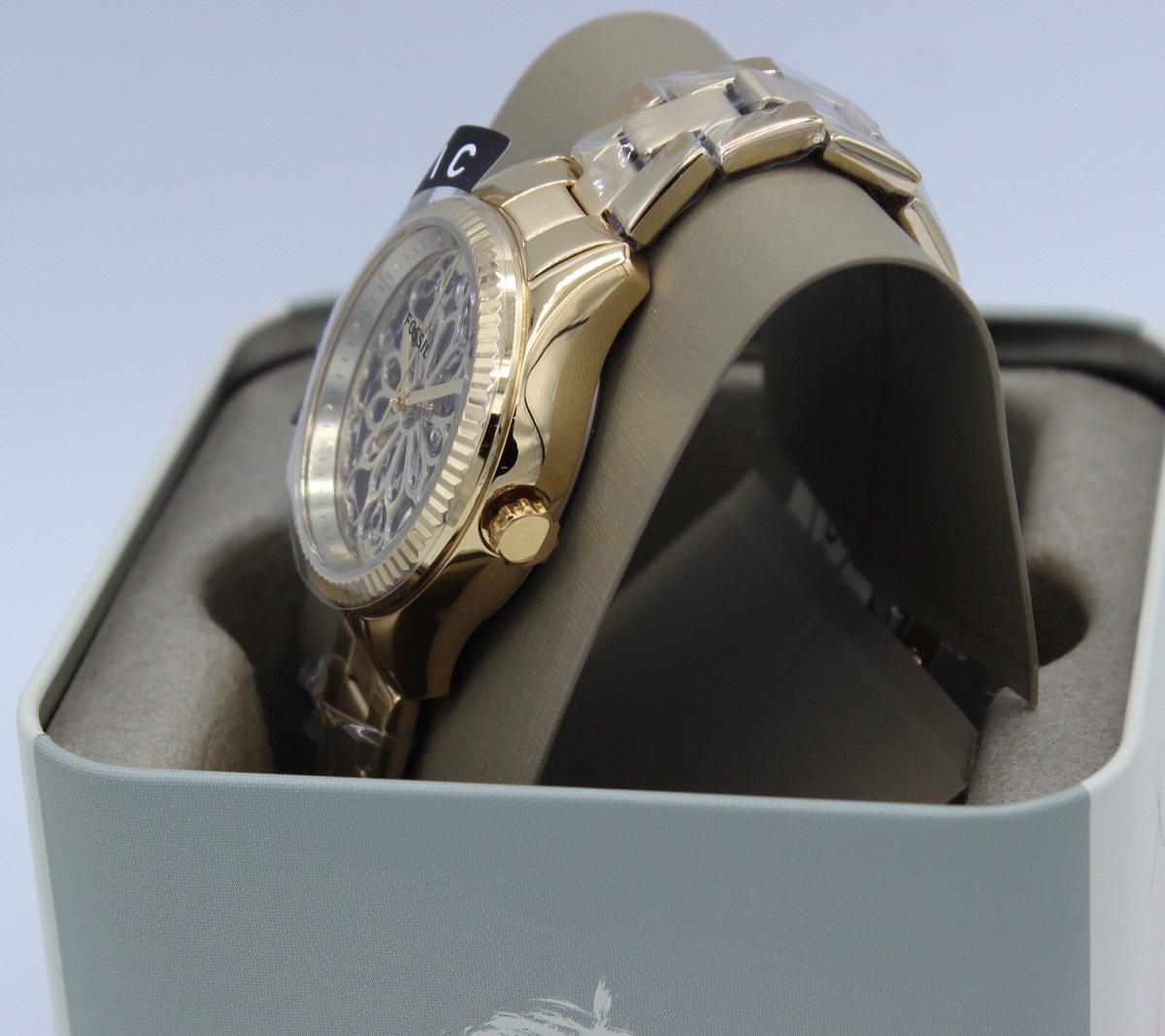 NEW AUTHENTIC FOSSIL RYE AUTOMATIC SKELETON GOLD WOMEN