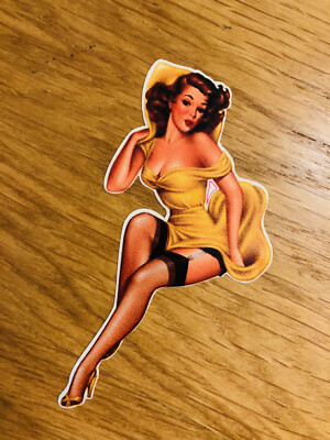 PIN UP BROWN HAIR Aufkleber Sticker Old School Sweet Girls Ladys V8 Decal Pu040