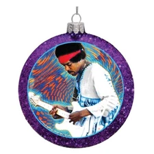 KURT S. ADLER 100MM JIMI HENDRIX PURPLE HAZE GLASS DISC CHRISTMAS ORNAMENT