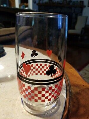 5pc Poker 12oz GLASSES & BOWL SET Vintage PLAYING CARDS Palm Design for Immanuel 