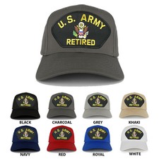 US ARMY Retired Large Embroidered Iron on Patch Adjustable Baseball Cap