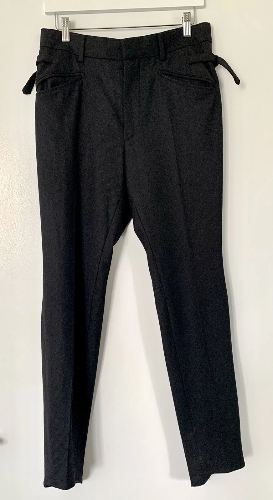 Pantalon d'équitation extensible homme en laine noire Gucci taille 46 It 32 US modifié