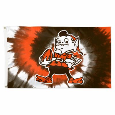 CLEVELAND BROWNS BROWNIE ELF TIE DYE 3'X5' DELUXE FLAG NEW WINCRAFT  