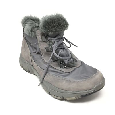 #ad Women#x27;s Privo by Clarks Lace Up Snow Boots Winter Shoes Size 7.5 Gray Suede $20.02