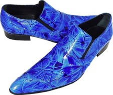 Chelsy Unusual Men's Shoe Blue Denim Design Slipper Handmade Leather Sole