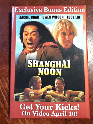 2001 SHANGHAI NOON Pin Pinback Movie Promotional Button JACKIE CHAN, OWEN WILSON