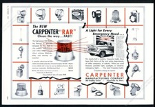 1957 Carpenter Rar Revolving Fire Engine Truck Light Photo Vintage Print Ad