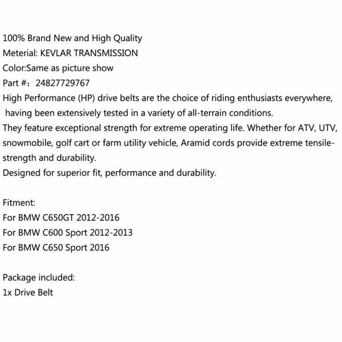 Drive Belt For BMW C650GT 20122016 C600 Sport 20122013 C650 Sport