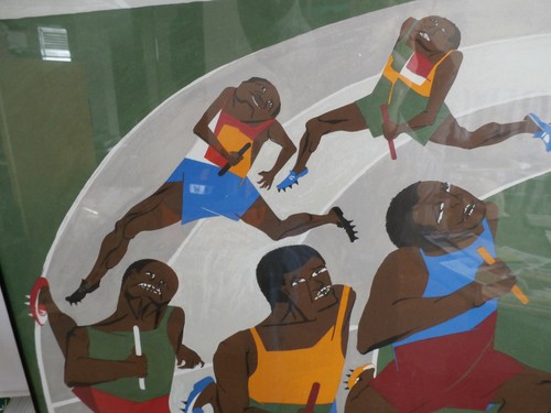 HAND SIGNED Jacob Lawrence "Runners" Framed Poster. 72 Olympics German Print  - Picture 10 of 11