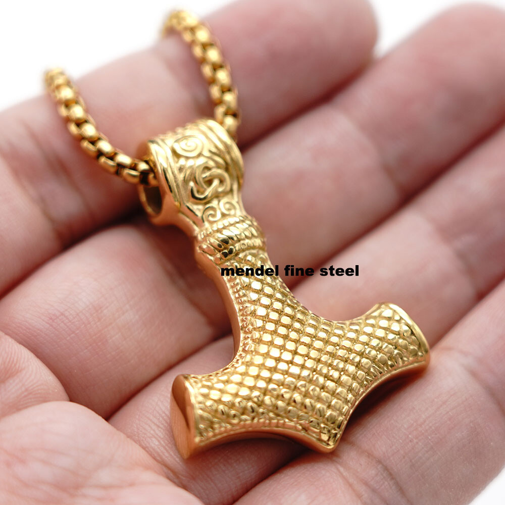 Runic Mjolnir White Gold Thor's Hammer Pendant Thor's
