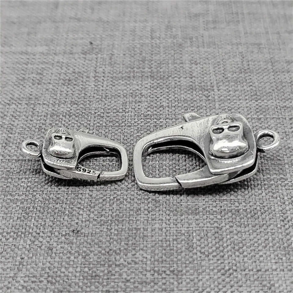 Sterling Silver Skull Lobster Clasp 2-Sided 925 Silver Skeleton Trigger Clasp - image 4 of 4