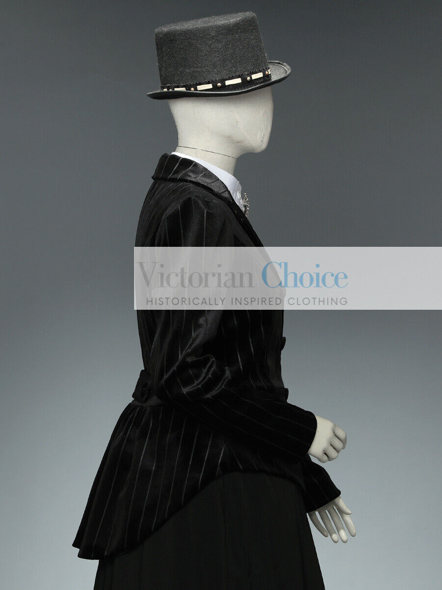 Women Black Victorian Edwardian 3PC Velvet Day Dress Suit Women Black Victorian Edwardian 3PC Velvet Day Dress Suit