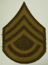 WW1 US Army Battalion Sergeant Major Chevron - Wool Stripes on Wool Base  AEF