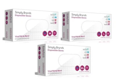 Disposable Gloves Vinyl/Nitrile Blend Blue Multiple Sizes Simply Brands