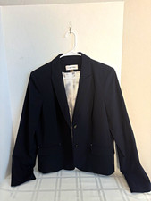 Calvin Klein Women's Black Blazer Suit Jacket 12 Lined Button Pockets
