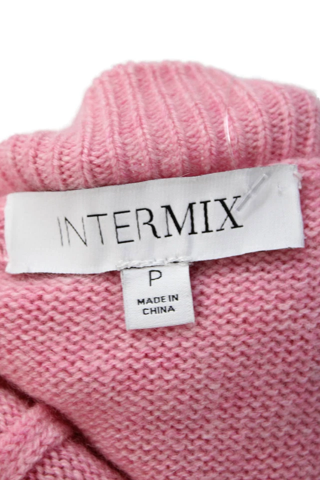 Blusa cropped feminina Intermix lã gola V alça espaguete malha rosa tamanho P - Imagem 4 de 4