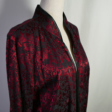 VTG Fairy Grunge Whimsigoth Velvet Burnout Long Line Open Jacket Size 12 Event