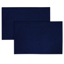 Cotton Bath Mats Pack Of 2 Navy Blue Super Absorbent Floor Towels