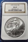A 1999 $1 American Silver Eagle NGC MS69 Brown Label