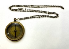 Antique Brass Pocket Compass with Chain Nautical Vintage Navigation Pendant