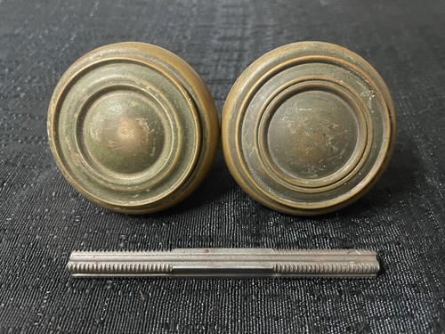 Set Vintage Art Deco Bullseye Brass Door Knob Set Hardware Restore | eBay - Fine Tuning Old Hardware Restore