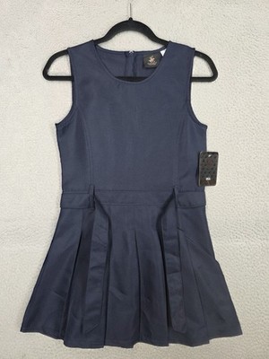 Girls School Uniform Dress Size 12 Beverly Hills Polo Club Navy Blue Pleated