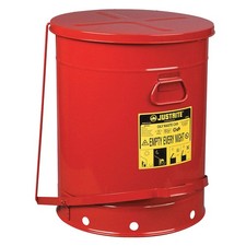 JUSTRITE 09708 Oily Waste Can,21 Gal.,Steel,Red 3LCR4