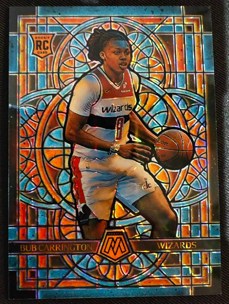 Bub Carrington 2024-25 Panini Mosaic SSP Case Hit Stained Glass RC Wizards #3