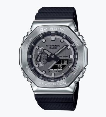 New Casio G-Shock GM2100-1A G-Steel Men s Metal Silver Black Rubber Strap Watch