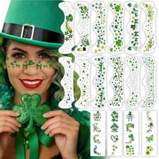 28-Piece St Patricks Day Freckles Face Tattoos, Green Glitter
