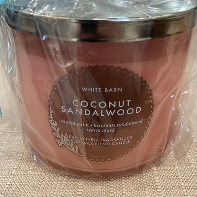 White Barn Bath Body Works Coconut Sandalwood 3 Wick Soy Candle 14.5 oz New