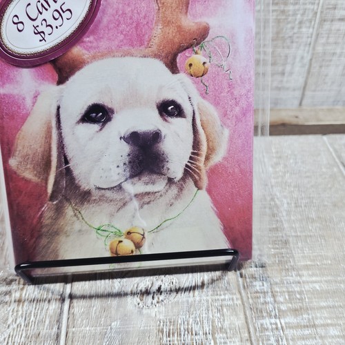 Leanin Tree Christmas Greeting Card Pack 8 Count 4x6 Puppy Antlers Bells Red - Picture 3 of 5