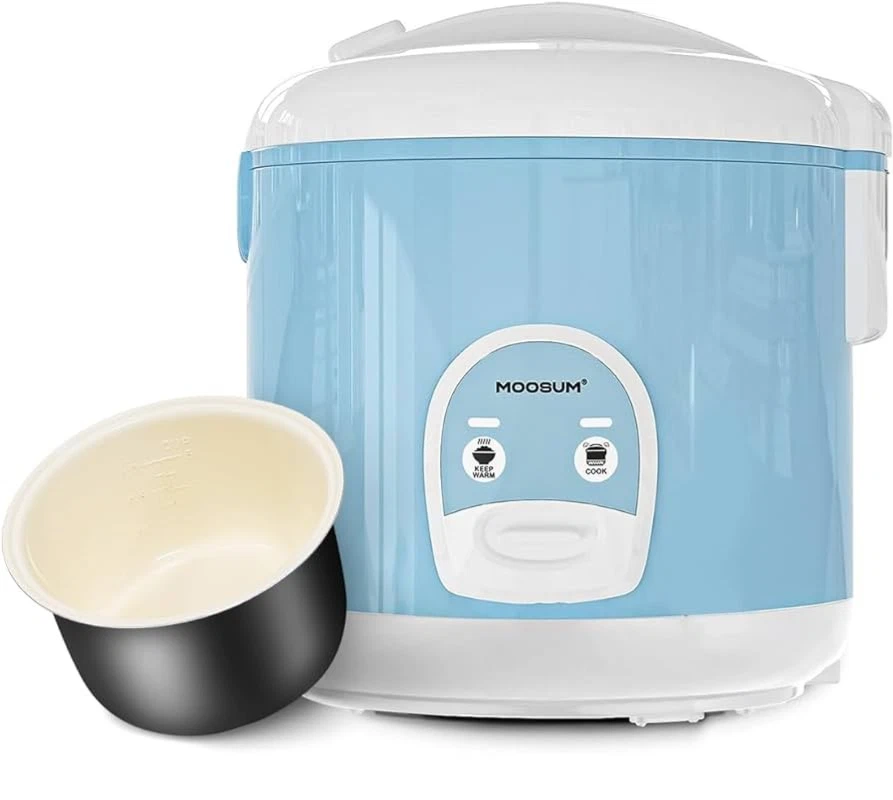 Moosum Rice Cooker with One Touch & Food Steamer MO-RCBL01UK 300W 220V-240V Blue