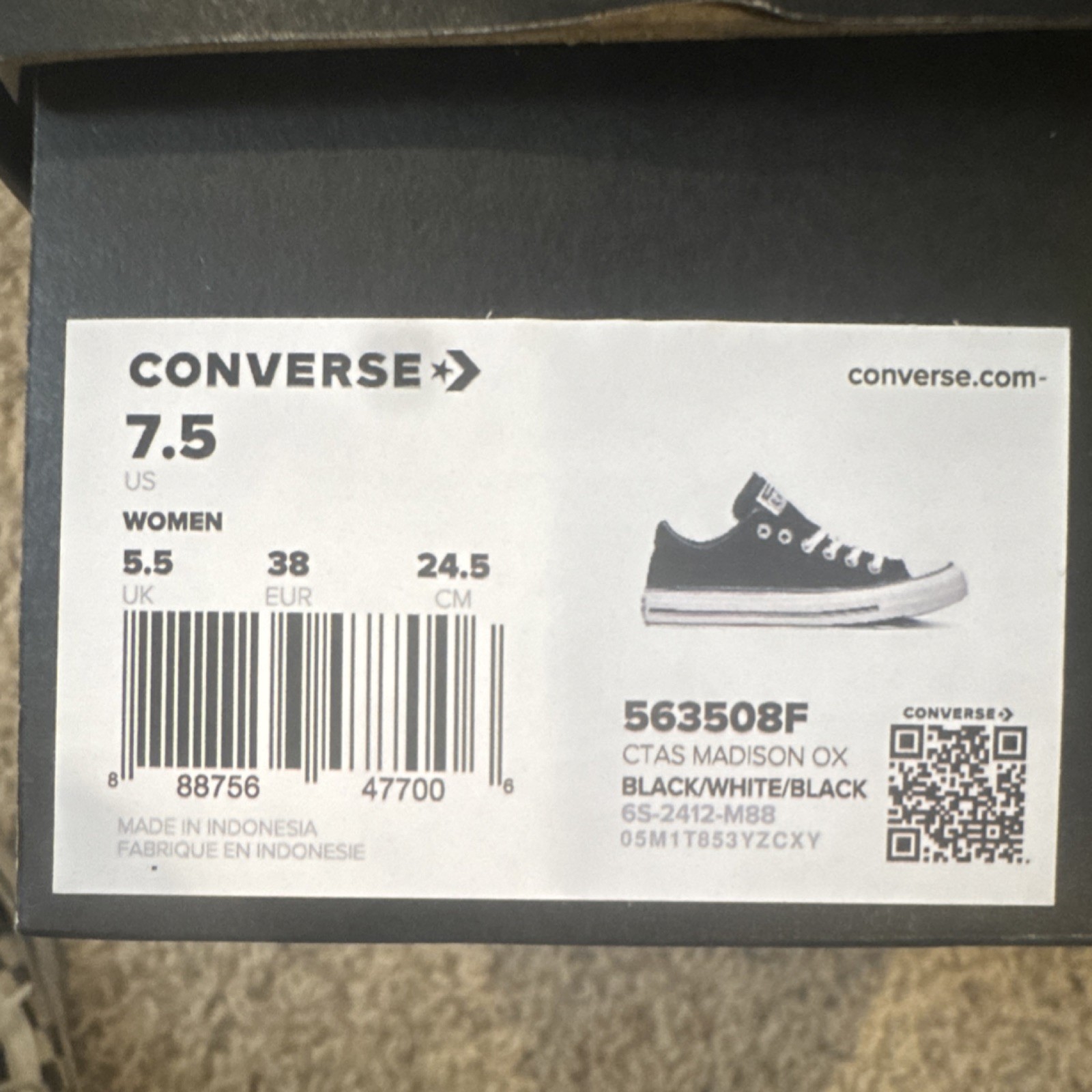 Converse Chuck Taylor All Star Madison Low Black White Women's 7.5 thumbnail 10