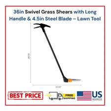 36in Swivel Grass Shears with Long Handle & 4.5in Steel Blade – Lawn Tool