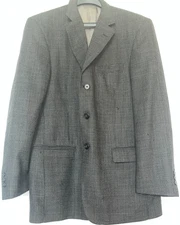 Tallia Uomo Black Checked Blazer Jacket Sport Coat 3 Button 100% Wool 42R