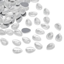 50Pcs 14x10mm Flat Back Acrylic Teardrop Gems, Clear