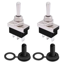 2Pcs Momentary Toggle Switch 12V 25A SPDT 3 Pin Waterproof 3 Position