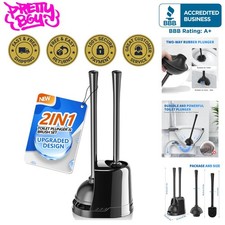 Toilet Plunger and Brush, Bowl Brush and Heavy Duty Toilet Plunger Set with V